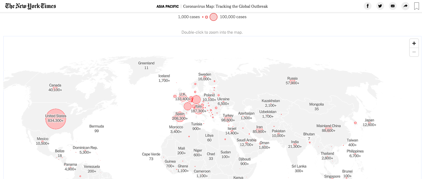 Coronavirus Disease 2019 Tracking Apps- Why They Are Useful? 5 The New York Times COVID19 Dashboard _ Appventurez Blog