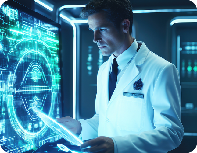 Doctor using AI interface