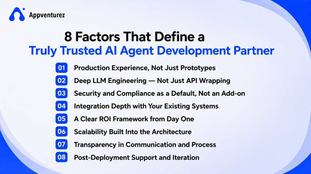 Factors That Define a Truly Trusted AI Agent Development Partner